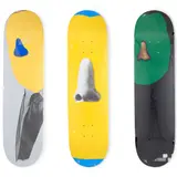 John Baldessari, A Group of 3 Skateboards, 2010, Three screenprints in colors on skateboard decks, each with artist's printed signature