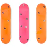 Nate Lowman, A Group of 3 Neon Skateboards, 2007, Three screenprints in colors on skateboard decks, each with artist's printed signature