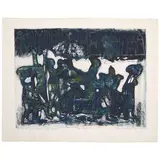 Bruce Onobrakpeya, Rain and cry at Otorogba (orange base), 1974, Deep etching in colors on wove paper