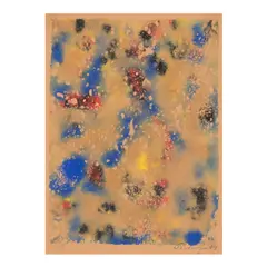 Untitled by Mark Tobey, 1964, Monotype with tempera in colors on brown wove paper, sold Feb 2026