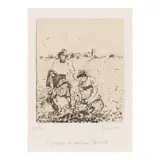 Camille Pissarro, Groupe de Paysans (Delteil 189), c. 1899, Lithograph on chine collé Ingres de couleur paper with wove support