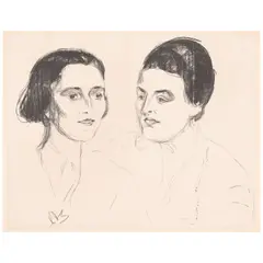 Edvard Munch, Louise and Else Heyerdahl (Schiefler 474), 1920, Lithograph on wove paper