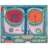 Friedensreich Hundertwasser, Spectacles in the small face, from Nana Hyaku Mizu (Koschatzky 33), 1968, Woodcut in colors on wove paper