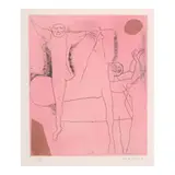 Marino Marini, Giocolieri, pl. 8, from Tout près de Marino (Guastella A138), 1971, Etching and aquatint in colors on Arches paper