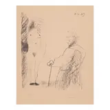 Pablo Picasso, Femme Nue et Homme à la Canne, from Picasso - dessins 27.3.66 to 15.3.68 (Bloch 1464, Mourlot 407, Cramer bk. 145), 1969, Lithograph on wove paper