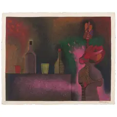 Vladimir Cora, Still Life (Bodegon); Untitled (Still Life with Woman), 1990; 1997, Two Mixografías® in colors on handmade paper, each signed in pencil, Still Life (Bodegon) dated and numbered 15/100