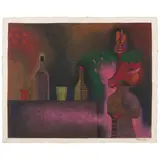Vladimir Cora, Still Life (Bodegon); Untitled (Still Life with Woman), 1990; 1997, Two Mixografías® in colors on handmade paper, each signed in pencil, Still Life (Bodegon) dated and numbered 15/100