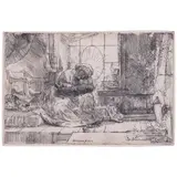 Rembrandt Harmensz van Rijn, The Virgin and Child with the Cat and Snake  (Bartsch, Hollstein 63, Hind 275, New Hollstein 278), 1654, Etching on laid paper with Countermark FD watermark (Ash/Fletcher 26), New Hollstein's first state (of 4)