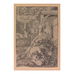 Virgin and Child by Albrecht Durer, 1520, Engraving on wove paper, laid to board, sold Feb 2026
