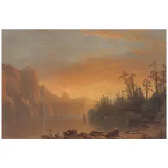 Albert Bierstadt, Sunset: California Scenery (McClinton p. 187-88), 1868, Chromolithograph in colors on canvas, chromolithographed and published by L. Prang & Co., Boston