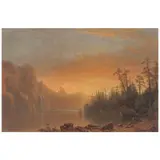 Albert Bierstadt, Sunset: California Scenery (McClinton p. 187-88), 1868, Chromolithograph in colors on canvas, chromolithographed and published by L. Prang & Co., Boston