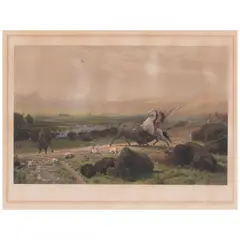 Albert Bierstadt, The Last of the Buffalo, 1891, Photogravure with hand-coloring on chine collé with wove support