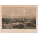 Albert Bierstadt, The Last of the Buffalo, 1891, Photogravure with hand-coloring on chine collé with wove support