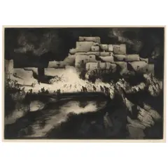 Gene Kloss, Pueblo Firelight Dance (Kloss 445), 1952, Drypoint and aquatint on wove paper