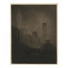 Joseph Pennell, The Cross of Gold, Cedar Street Building (Wuerth 497), 1908, Mezzotint on laid paper with unidentified watermark