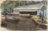 Max Liebermann, Gemüsemarkt in Delft, 1907, Pastell auf chamoisfarbenem Papier, auf Papier aufgezogen