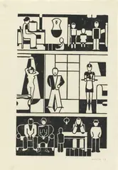 Gerd Arntz, Häuser der Zeit, 1927, Folge von 12 Holzschnitten, jeweils auf Japan, in den originalen Passepartouts