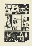 Gerd Arntz, Häuser der Zeit, 1927, Folge von 12 Holzschnitten, jeweils auf Japan, in den originalen Passepartouts
