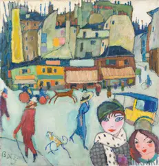 Montmartre by Hanns Bolz, Um 1910, Öl auf Leinwand, sold Jun 2021