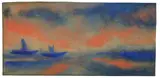 Emil Nolde, Meerlandschaft (Abendmeer) mit zwei blauen Seglern