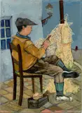 Felix Nussbaum, Netzflicker, 1928, Öl auf Leinwand