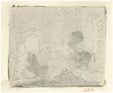 Étreinte. I by Pablo Picasso, 1963, Tuschpinsel, mit Linolschnitt in Weiß überdruckt, auf Arches-Velin, sold Nov 2018