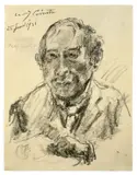 Lovis Corinth, Selbstbildnis, 1921, Kreide auf chamoisfarbenem Bütten
