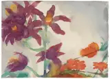 Emil Nolde, Exotische Blumen, Aquarell auf Japan