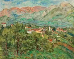 Hans Purrmann, Blick auf Gentilino, 1950, Öl auf Leinwand