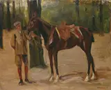 Max Liebermann, Reitknecht mit Pferd, 1912, Öl auf Leinwand