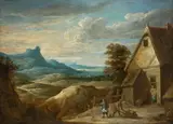 David Teniers d.J., Landschaft mit Bauernfamilie vor ihrem Haus, Um 1660, Öl auf Leinwand