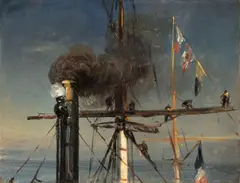 Théodore Gudin, Matrosen in der Takelage, Öl auf Bütten auf Holz