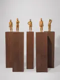 Fünf männliche Akte by Stephan Balkenhol, 1999, Fünf Skulpturen aus Coihue-Südbuche, jeweils bemalt, sold Nov 2014