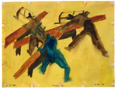 Zimmer = Leute by Lyonel Feininger, 1915, Aquarell und Tuschfeder auf Bütten, sold Nov 2014