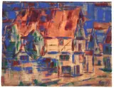 Rote Dächer (Soest) by Christian Rohlfs, 1919, Wassertempera auf leicht genarbtem Papier, sold Nov 2014