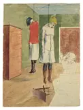 Rudolf Schlichter, Der Künstler mit zwei erhängten Frauen, Um 1924, Aquarell und Bleistift auf Papier