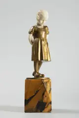 Hans Dietrich, Girl with an Apple, Early 20th century, gilded bronze, ivory