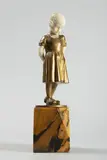 Hans Dietrich, Girl with an Apple, Early 20th century, gilded bronze, ivory