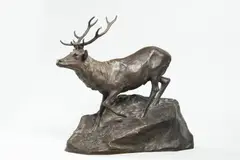 Deer by Hans Müller, Early 20th century, patinated bronze, sold Oct 2024