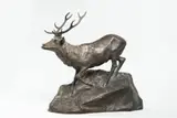 Hans Müller, Deer, Early 20th century, patinated bronze