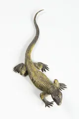 Franz Xaver Bergmann, Lizzard, Around 1900, painted bronze