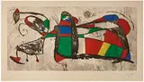 Tres Joans by Joan Miró, 1978, Color etching with aquatint on Guarro paper, sold Feb 2016