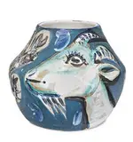 Vase with Goats by Pablo Picasso, 1952, Vase with cut sides in white earthenware clay, decoration in engobes, partially brushed glaze, sold Feb 2016