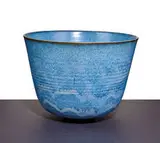 Bowl with lip by Gertrud and Otto Natzler, Velvet blue matte glazed ceramic, sold Feb 2016