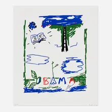 Obama (from the Artists for Obama portfolio) by Robert Gober, 2012, screenprint in colors, sold Mar 2023