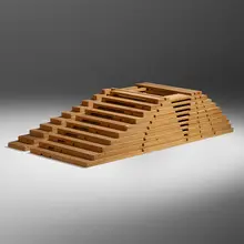 Jackie Ferrara, A171 (wood assemblage and two drawings), 1976, plywood, ink and graphite on graph paper