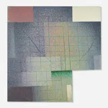 Will Insley, Horizontal - Wall Fragment No. 89.1 Projected from the Walls of One City, 1989-90, synthetic polymer paint and mixed media on board