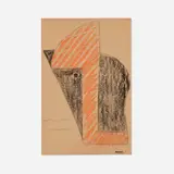 Ramstonev Cooperative, Orange and Black Composition, pastel on paper