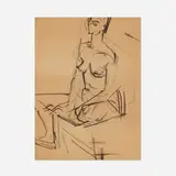 Mercedes Matter, Figure Study, charcoal on paper