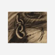 Joseph Meierhans, Rolling Landscape, c. 1940, charcoal on paper